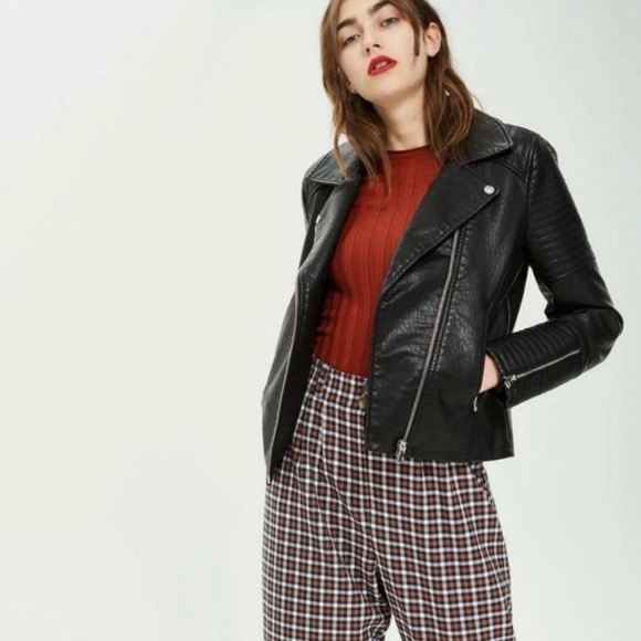 Topshop Rosa Black Leather Jacket